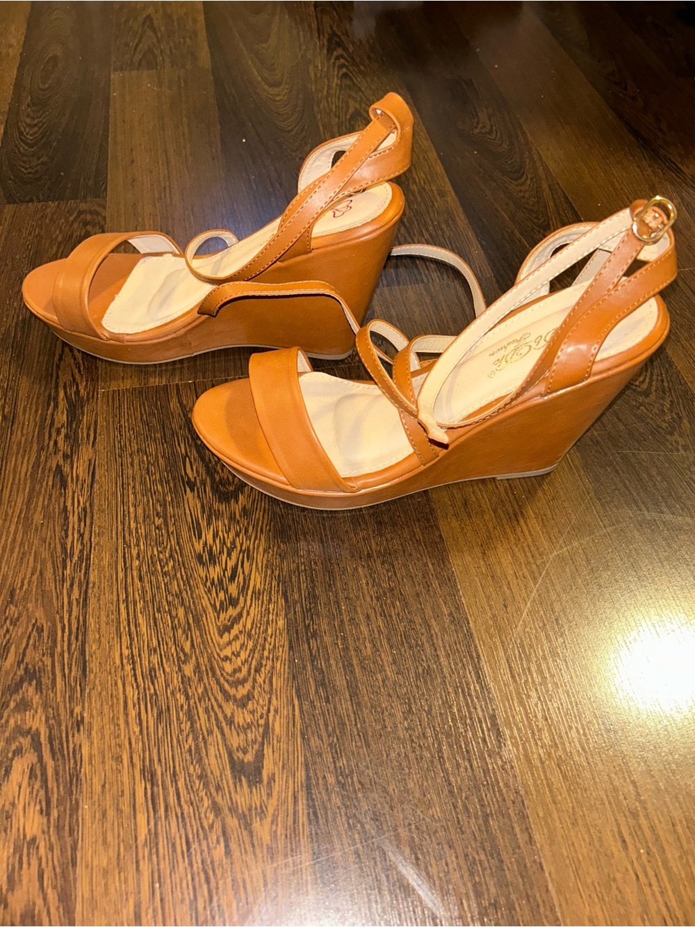 Women’s Tan Wedge Sandals - Classic Strappy Platform
